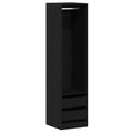 Kleiderschrank Offen mit 2 Schubladen aus Holzwerkstoff Schwarz Eiche 50 x 50 x 200 cm