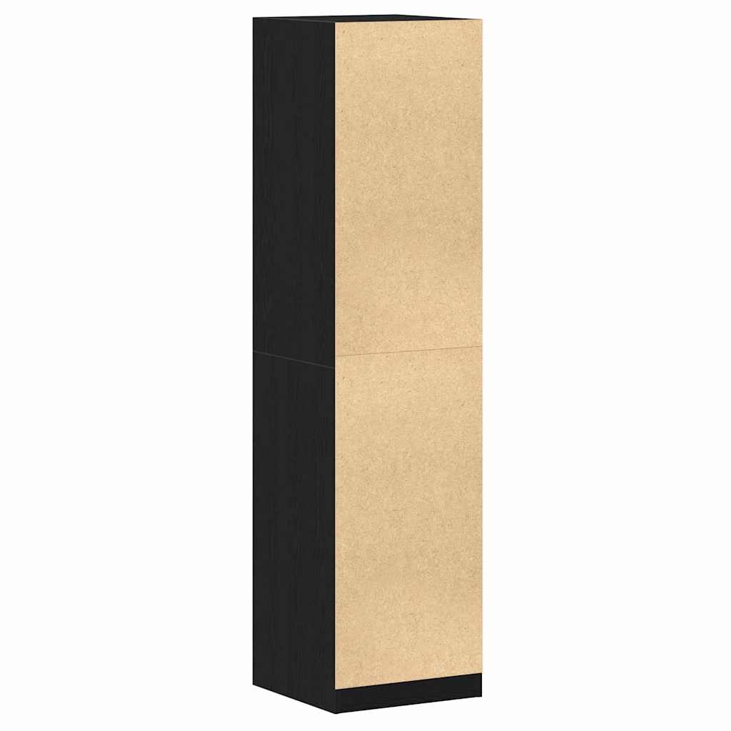 Kleiderschrank Offen mit 2 Schubladen aus Holzwerkstoff Schwarz Eiche 50 x 50 x 200 cm