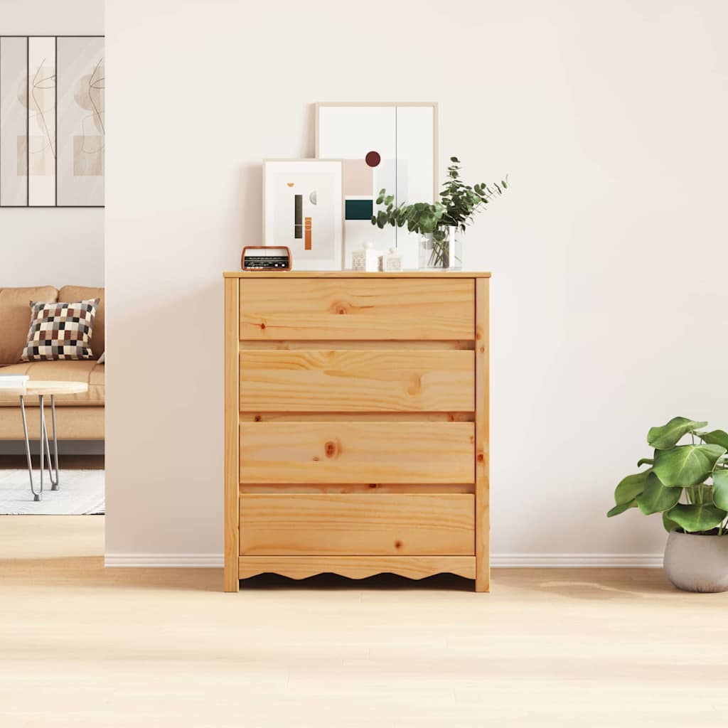 Kommode Drammen Eiche 76,5 X 40 X 91 Cm Massivholz Kiefer