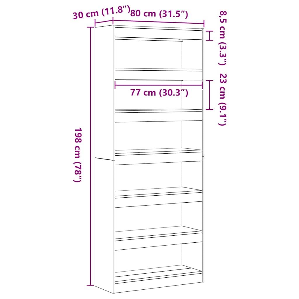 Bücherregal 80 X 30 X 198 Cm Holzwerkstoff