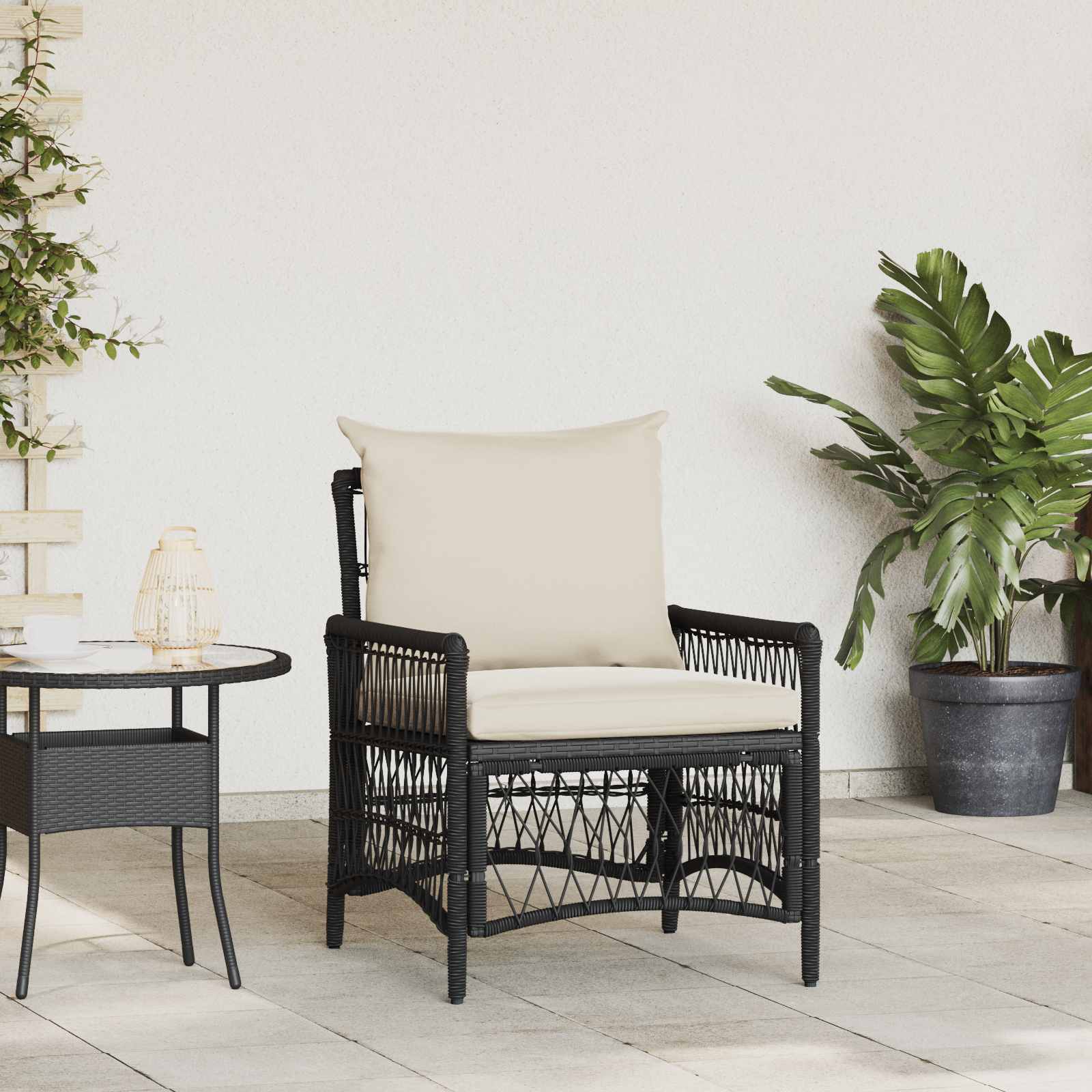 Gartenstuhl Mit Kissen Beige 73 X 61 X 77 Cm Poly-Rattan