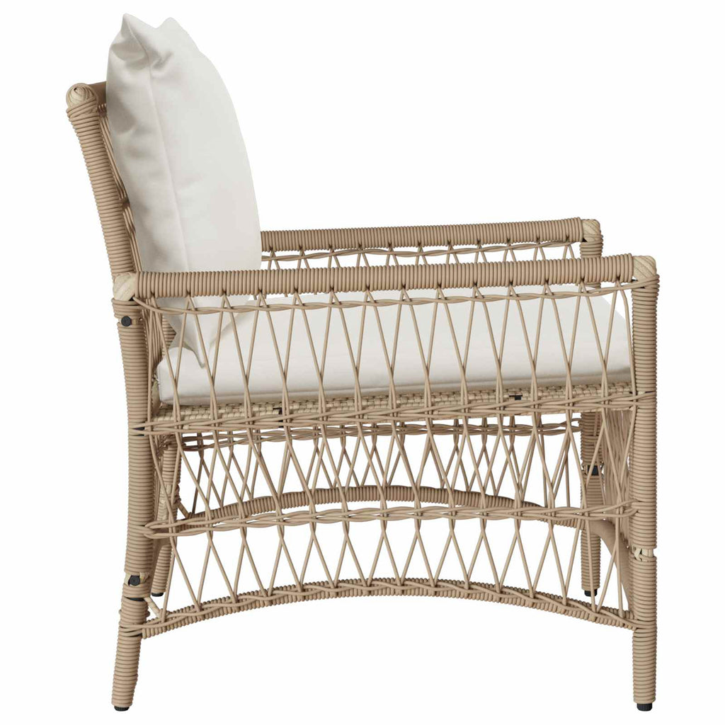 Gartenstuhl Mit Kissen Beige 73 X 61 X 77 Cm Poly-Rattan