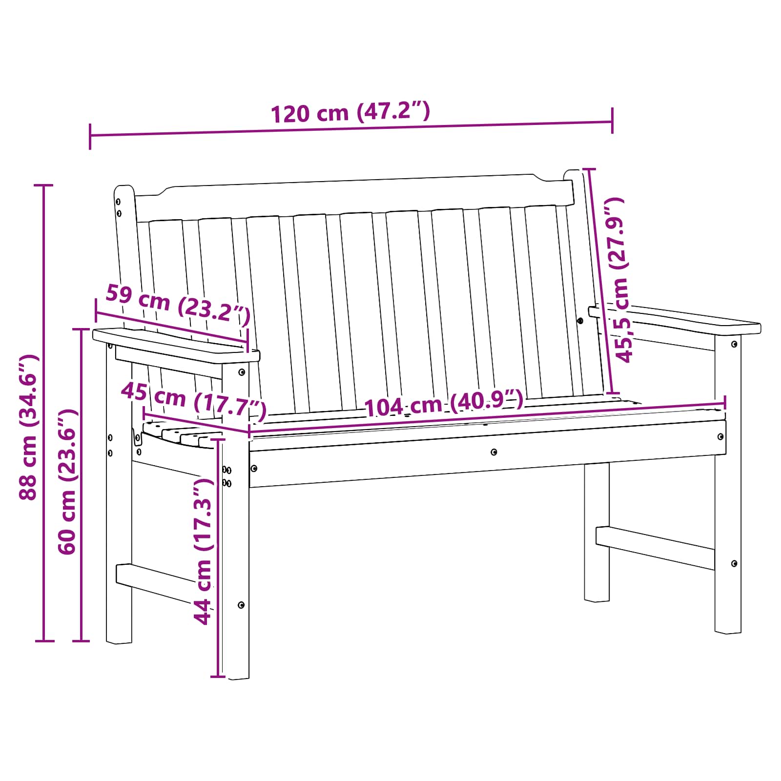Garten 120 X 59 X 88 Cm Hdpe