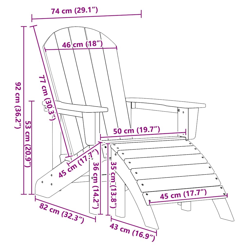 Adirondack-Stuhl 82 X 74 X 92 Cm Hdpe