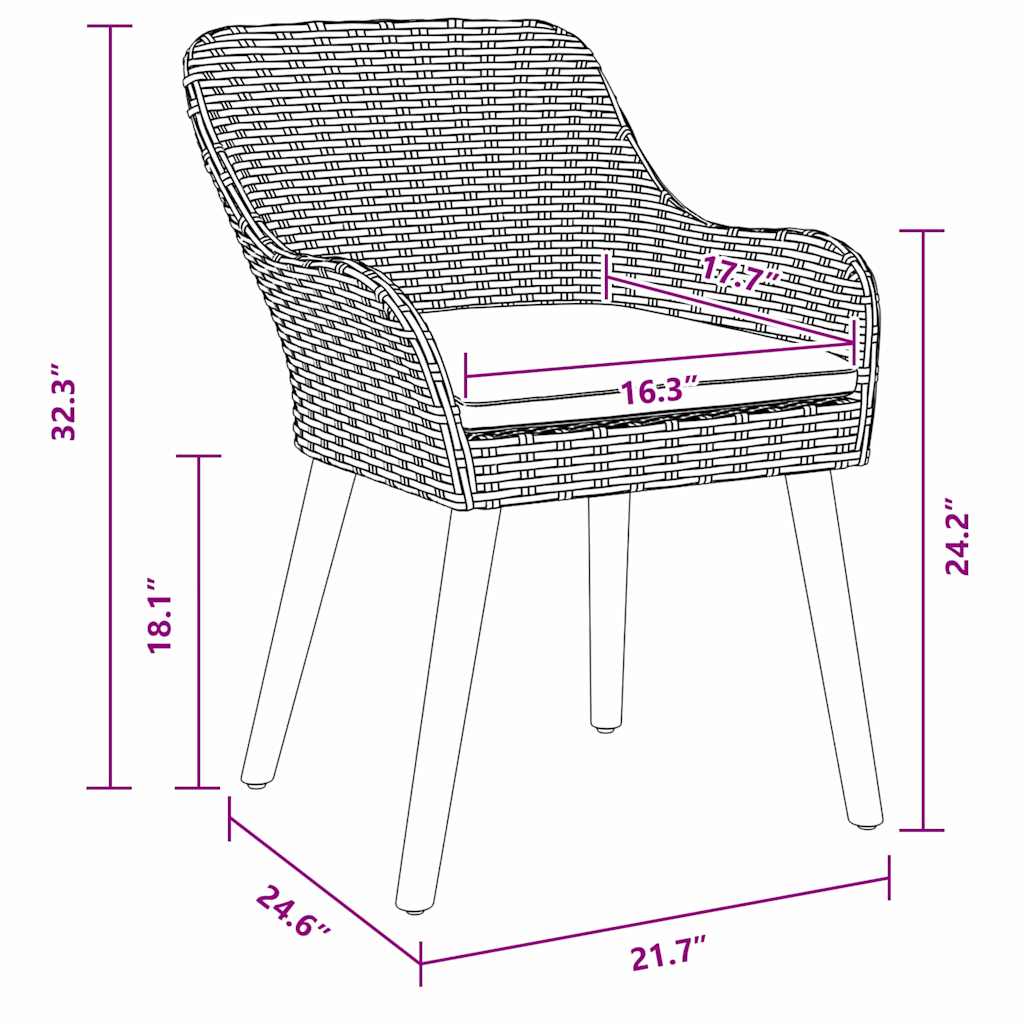 Gartenstuhl 2 Pcs 62,5 X 55 X 82 Cm Poly-Rattan