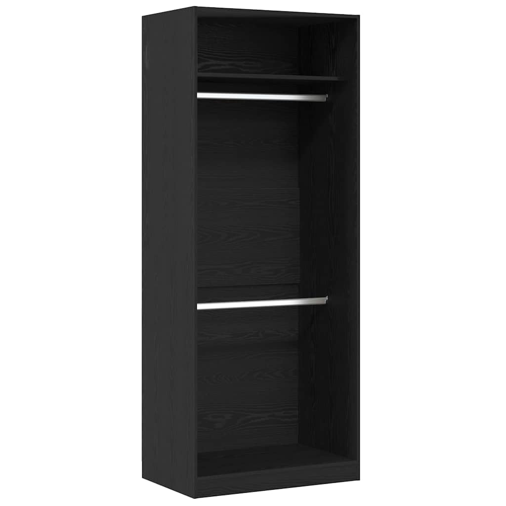 Kleiderschrank Offen mit 1 Regal aus Holzwerkstoff Schwarz Eiche 80 x 50 x 200 cm