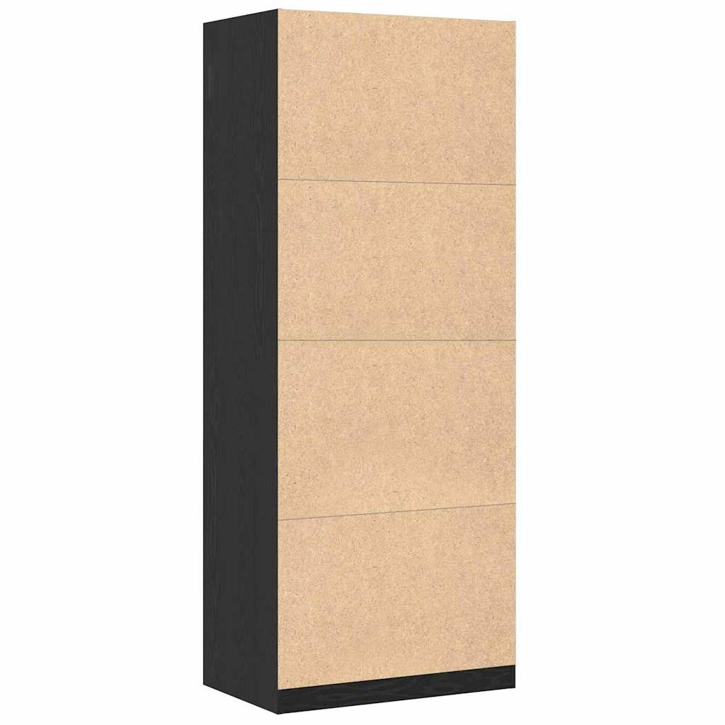 Kleiderschrank Offen mit 1 Regal aus Holzwerkstoff Schwarz Eiche 80 x 50 x 200 cm