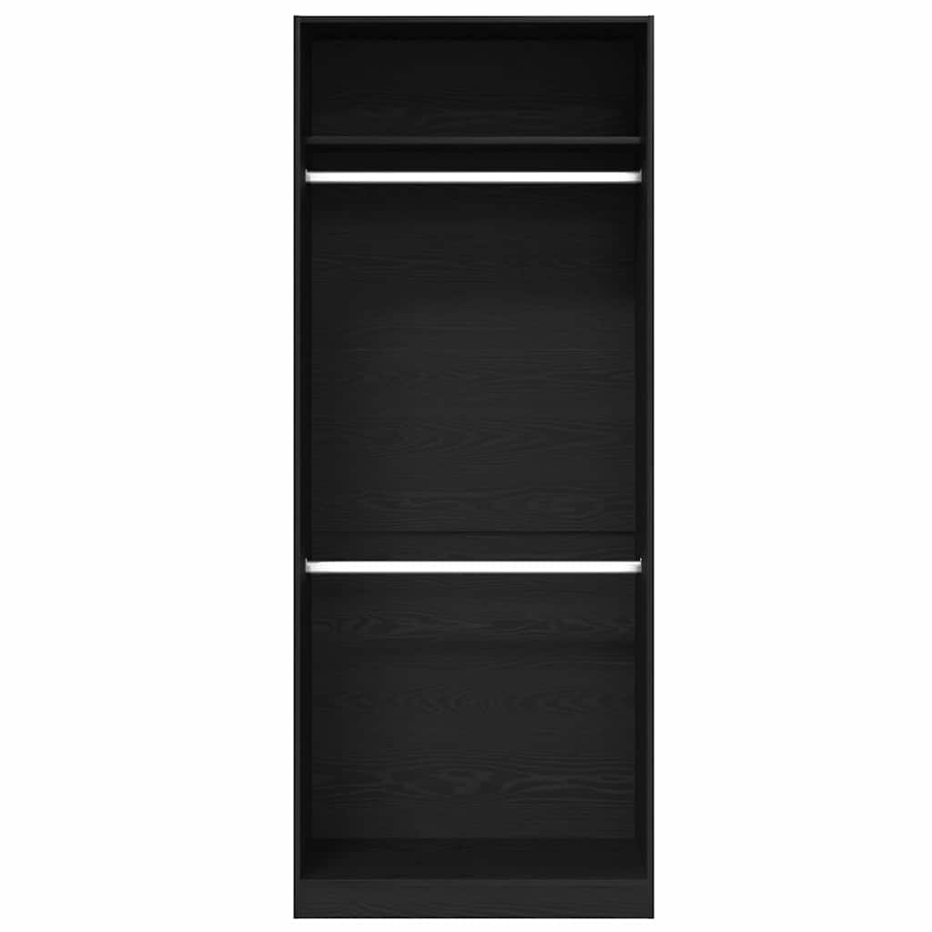 Kleiderschrank Offen mit 1 Regal aus Holzwerkstoff Schwarz Eiche 80 x 50 x 200 cm