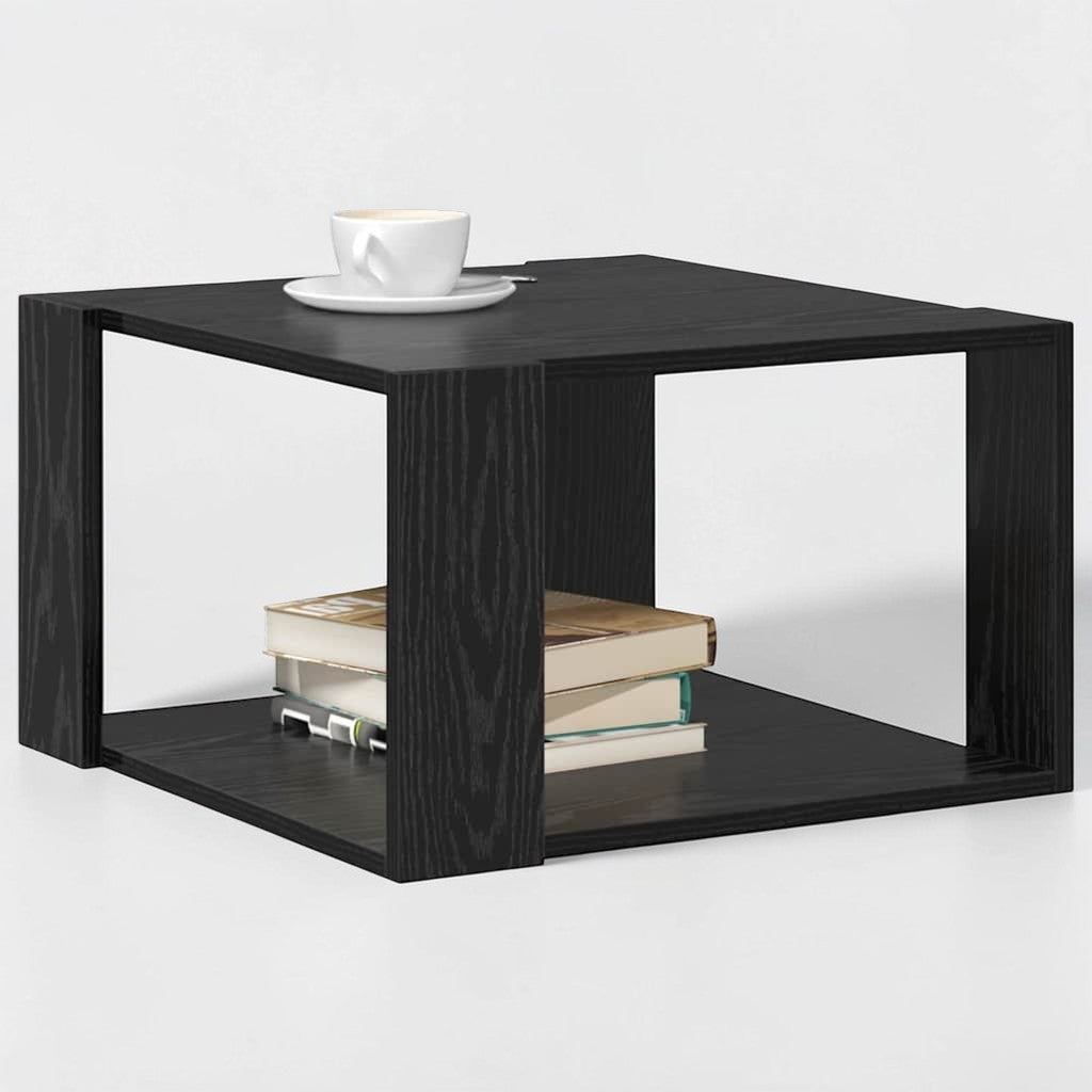 Moderner Couchtisch aus Holzwerkstoff – Schwarz-Eichen-Optik, 51,5×51,5×30 cm