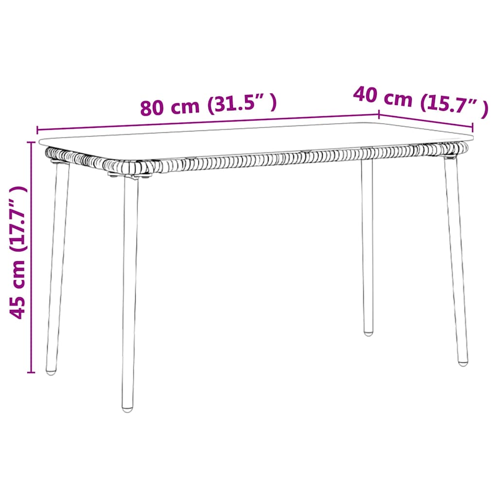 Gartentisch 80 X 40 X 45 Cm Poly-Rattan