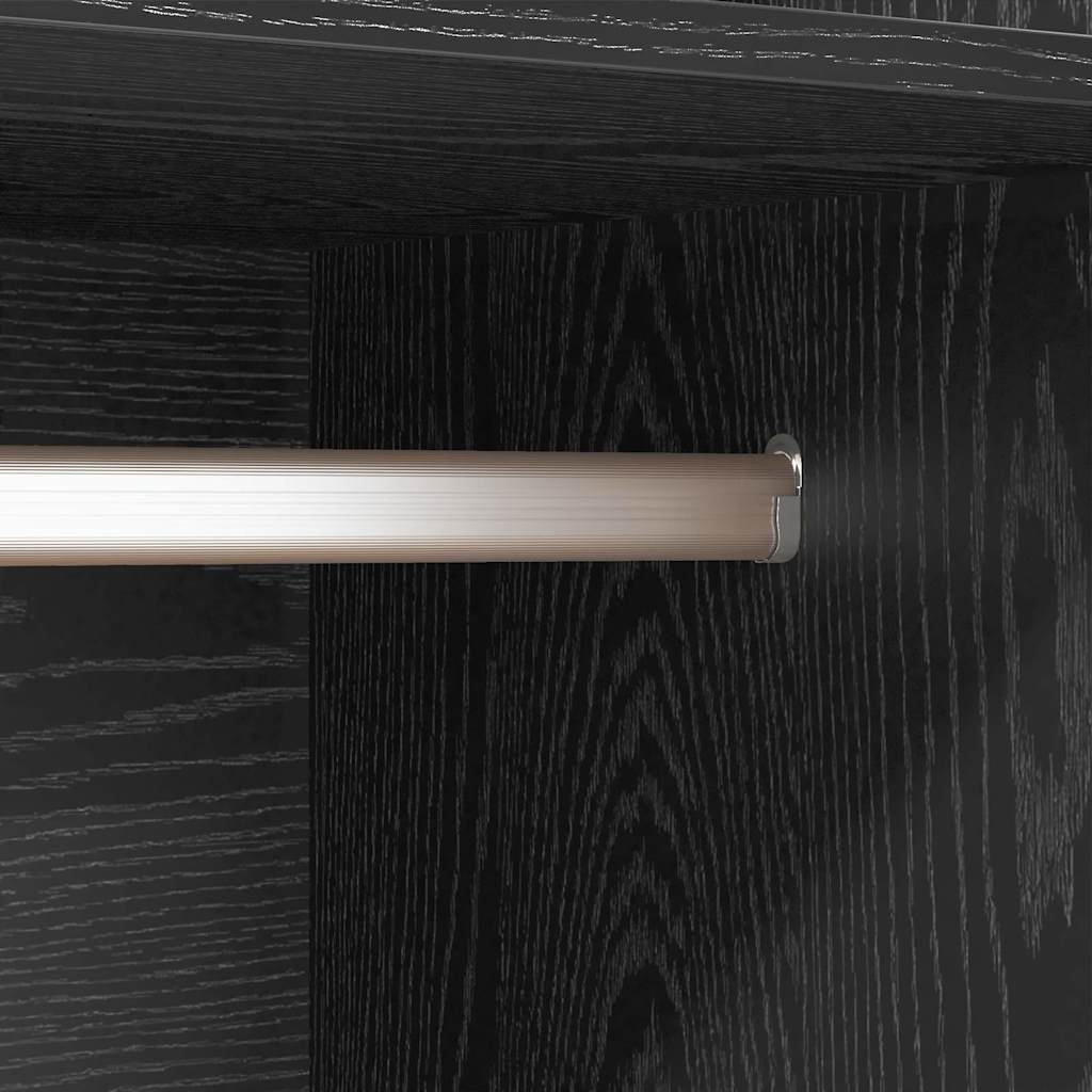 Kleiderschrank Offen mit 3 Regalen  aus Holzwerkstoff Schwarz Eiche 50 x 50 x 200 cm