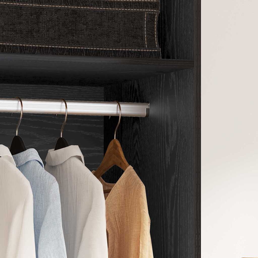 Kleiderschrank Offen mit 3 Regalen  aus Holzwerkstoff Schwarz Eiche 50 x 50 x 200 cm