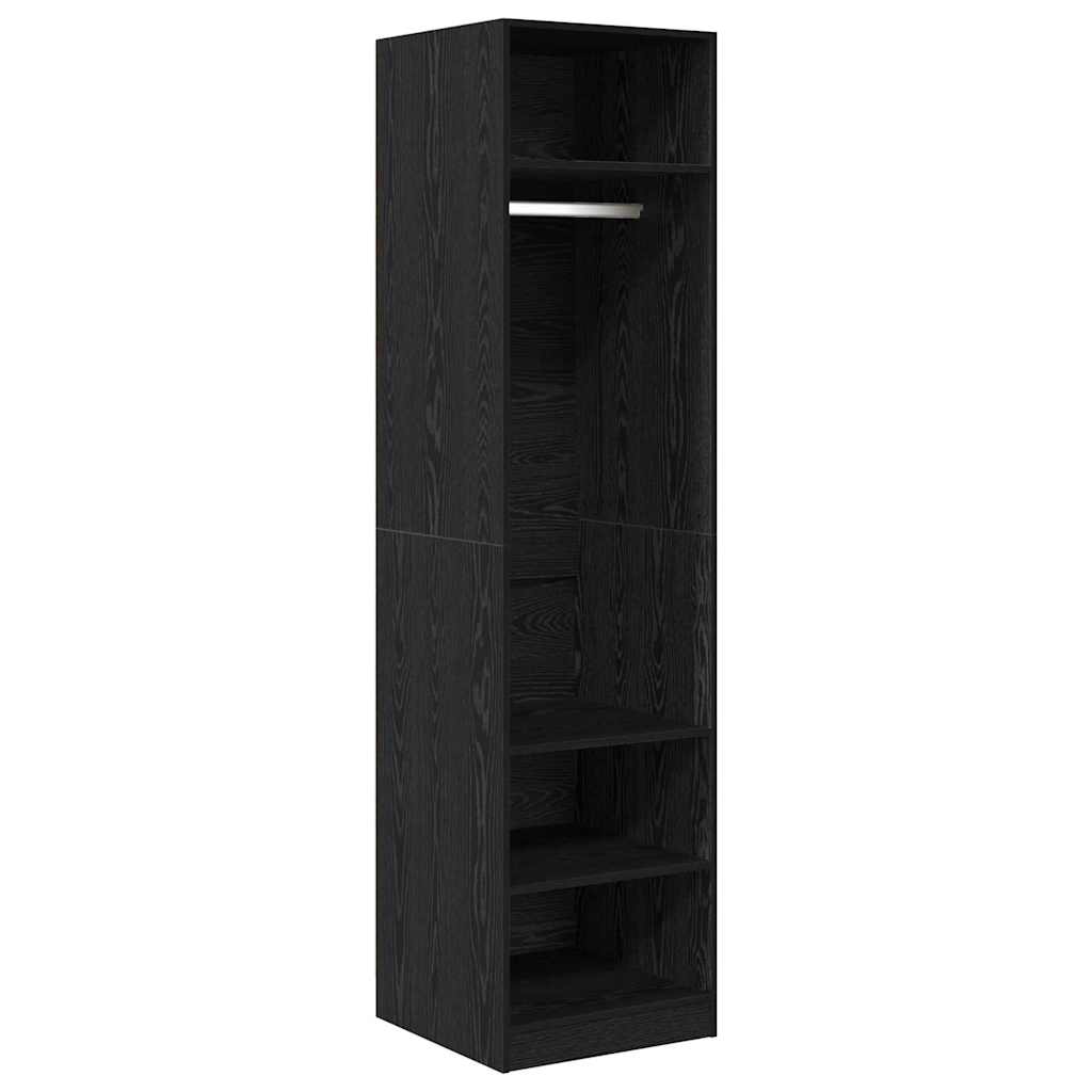 Kleiderschrank Offen mit 3 Regalen  aus Holzwerkstoff Schwarz Eiche 50 x 50 x 200 cm