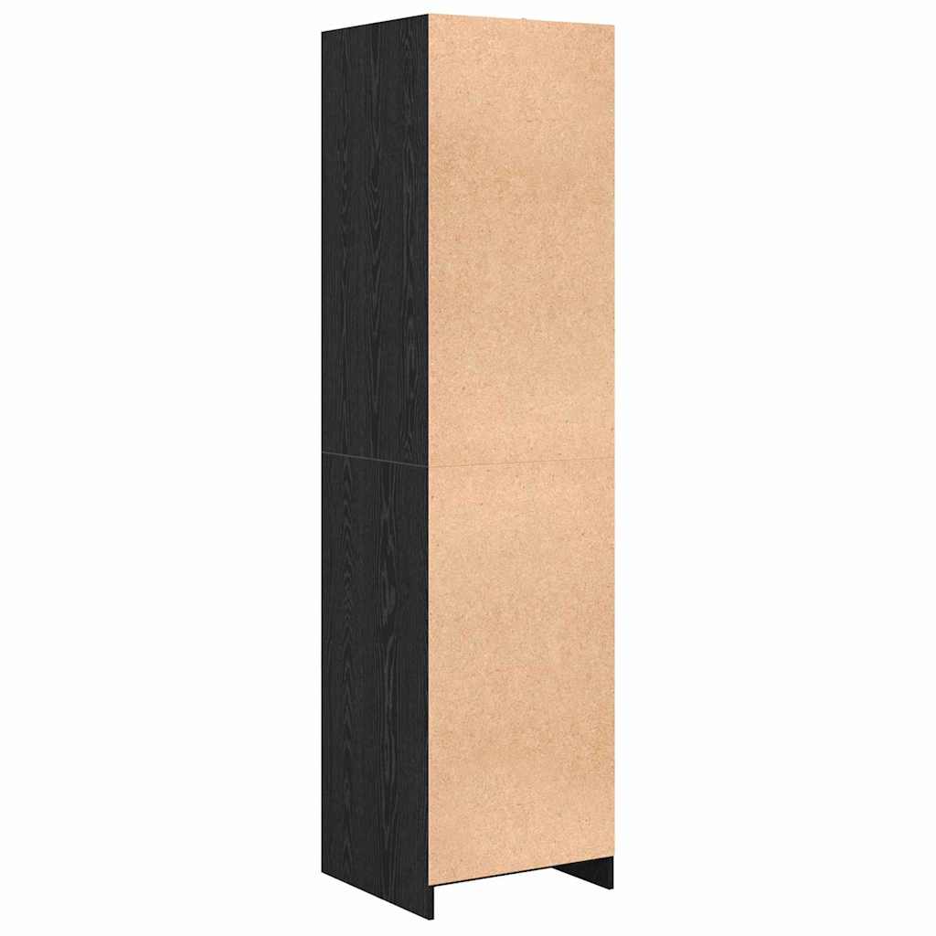 Kleiderschrank Offen mit 3 Regalen  aus Holzwerkstoff Schwarz Eiche 50 x 50 x 200 cm
