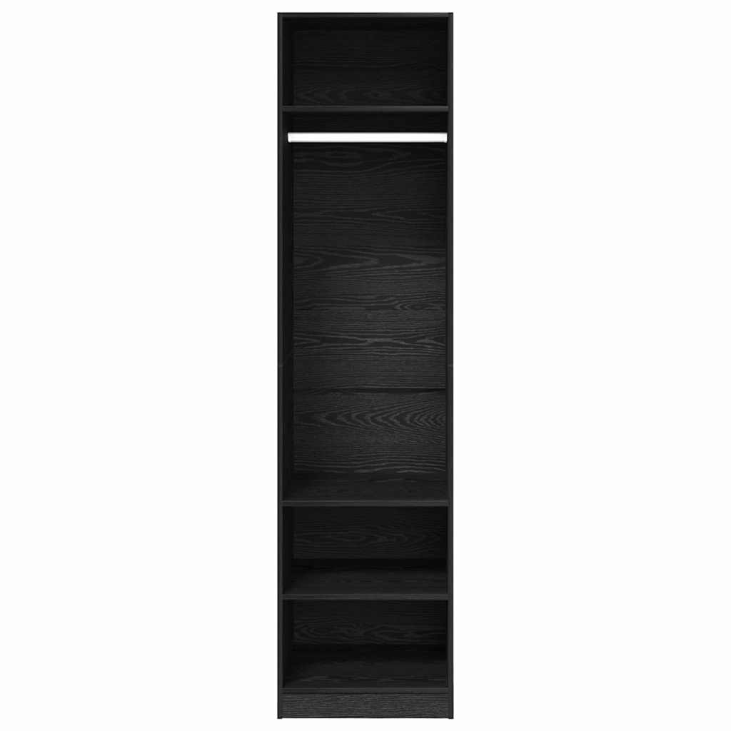 Kleiderschrank Offen mit 3 Regalen  aus Holzwerkstoff Schwarz Eiche 50 x 50 x 200 cm