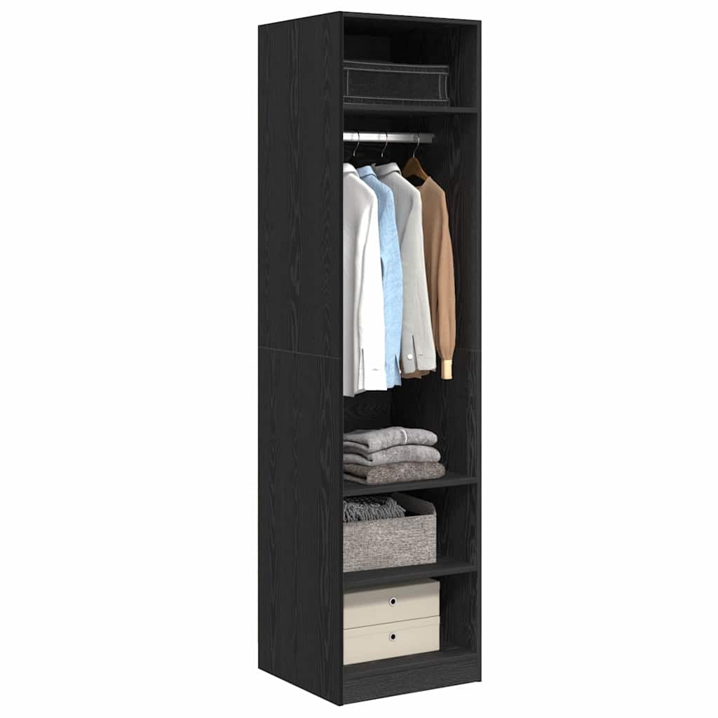 Kleiderschrank Offen mit 3 Regalen  aus Holzwerkstoff Schwarz Eiche 50 x 50 x 200 cm