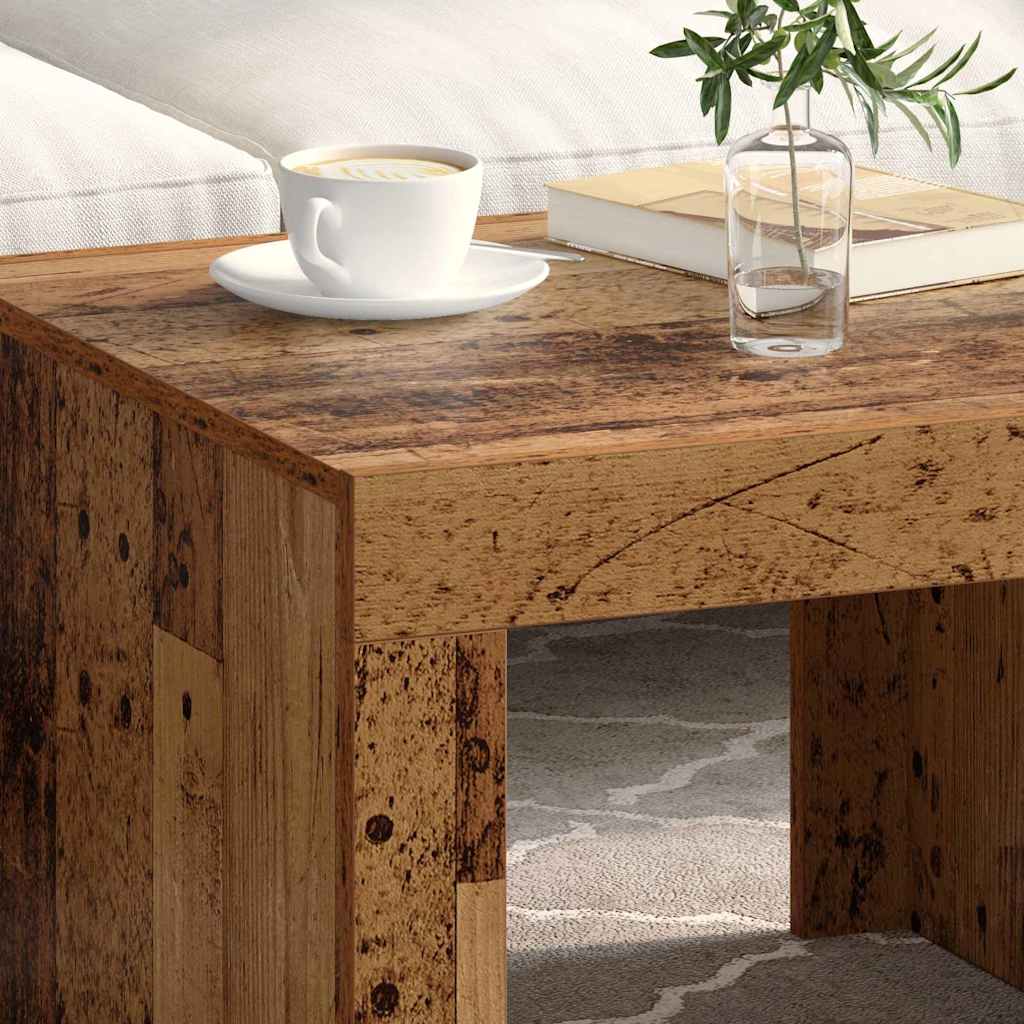 Quadratischer Wohnzimmertisch in Altholz – 50×50×35 cm, robust & modern