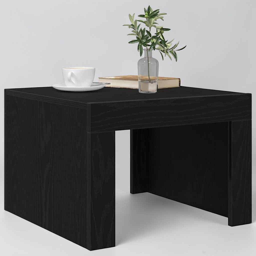 Quadratischer Wohnzimmertisch in Schwarz-Eichen-Optik – 50×50×35 cm, robust & modern
