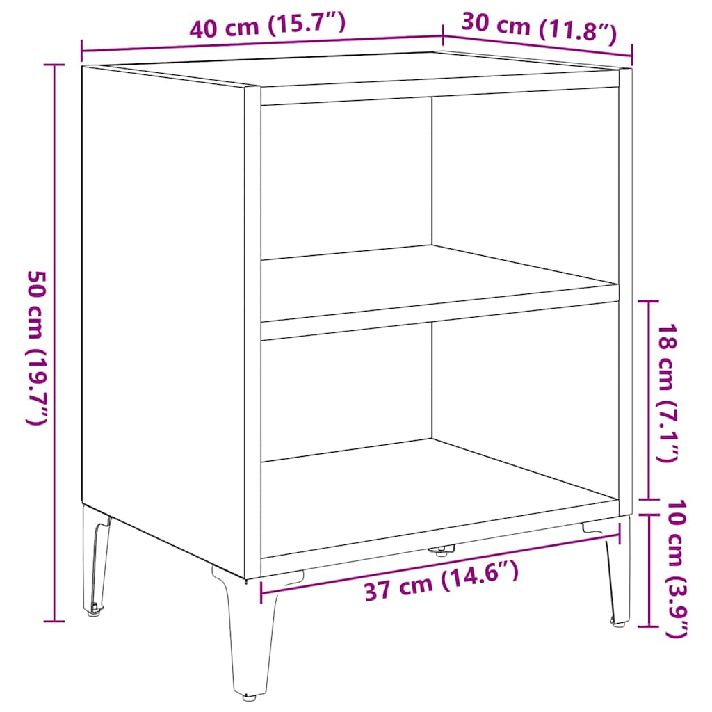 Nachttisch 2 Pcs 40 X 30 X 50 Cm