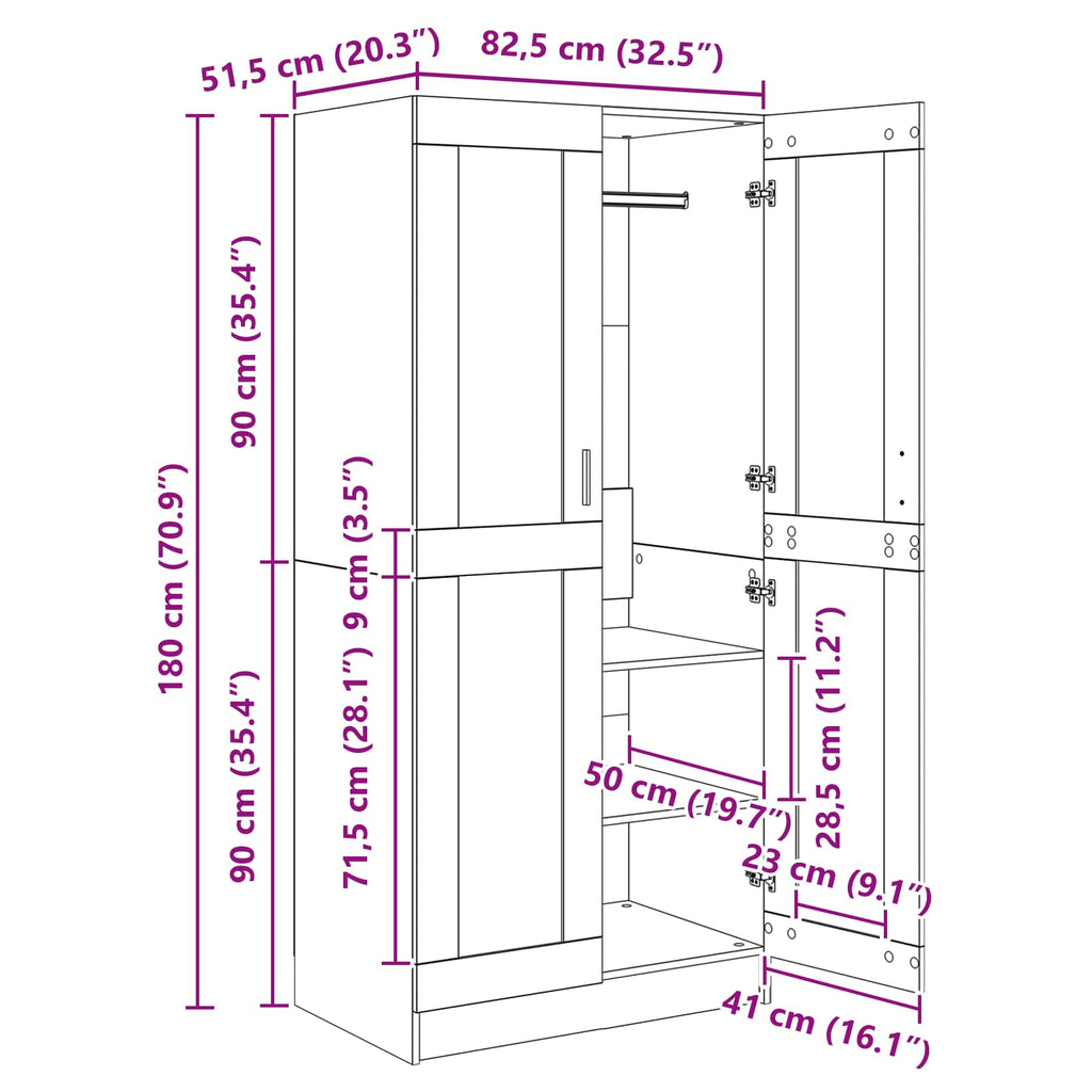 Kleiderschrank 82,5 X 51,5 X 180 Cm