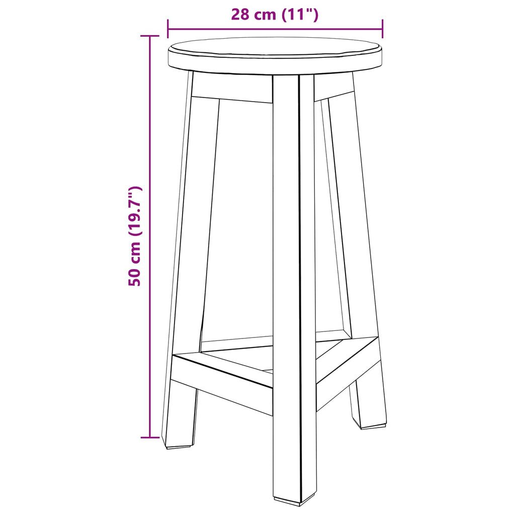 Hocker Natur 28 X 28 X 50 Cm Mahagoni Holz