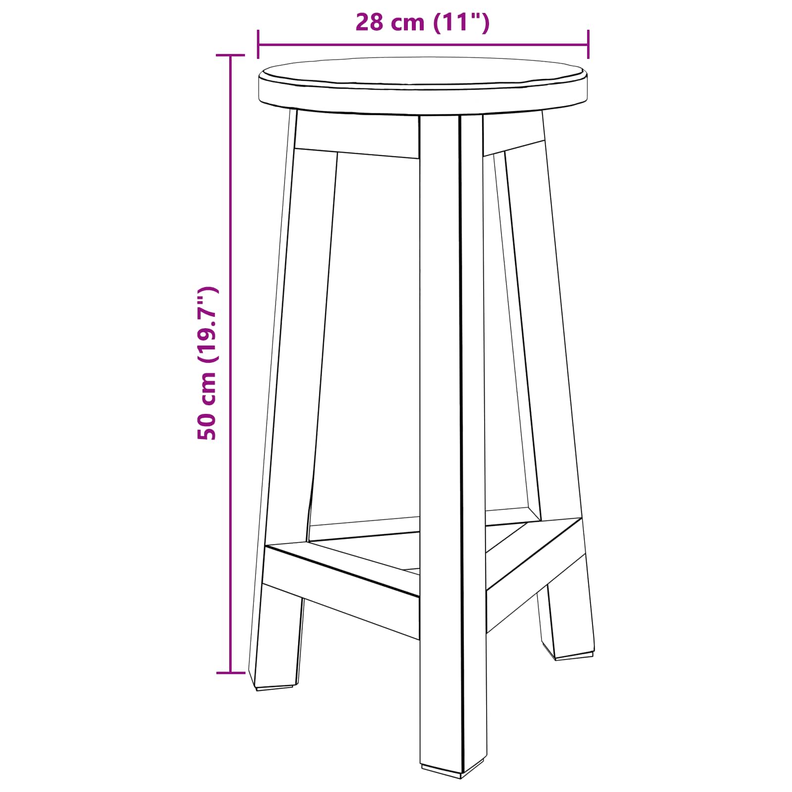 Hocker Natur 28 X 28 X 50 Cm Mahagoni Holz