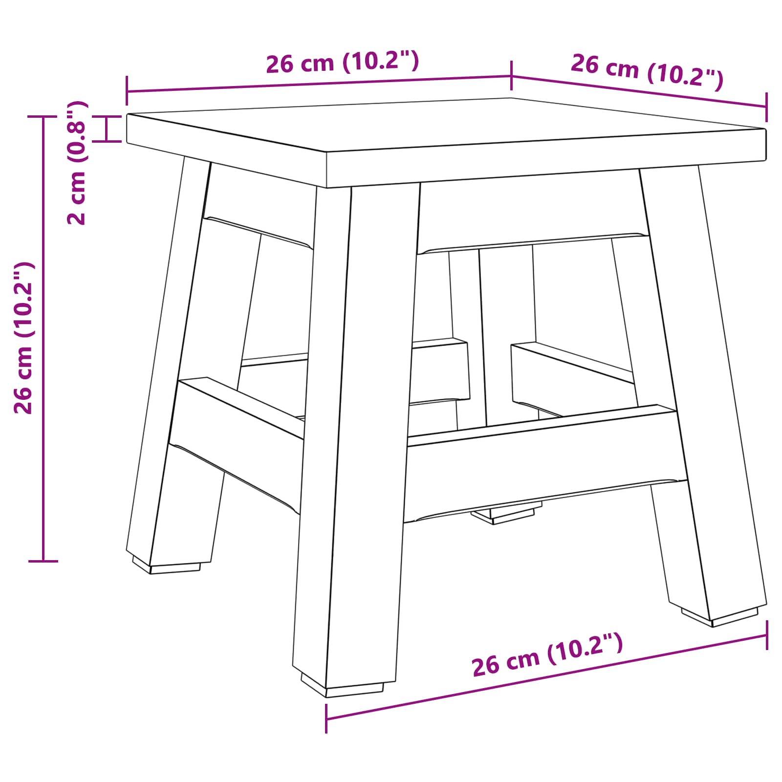 Hocker Natur 26 X 26 X 26 Cm Mahagoni Holz