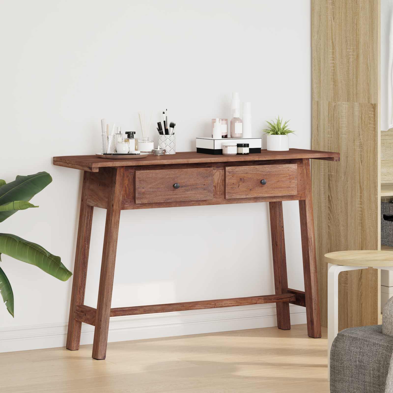 Schreibtisch Braun 110 X 30 X 79 Cm Massives Mahagoni Holz