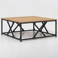 Moderner Wohnzimmertisch aus Holzwerkstoff mit Stahlbeinen - 70×70×30 cm, modernes Design in Artisan-Eiche