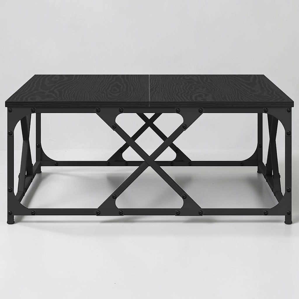 Moderner Wohnzimmertisch aus Holzwerkstoff mit Stahlbeinen - 70×70×30 cm, modernes Design in Schwarz Eiche