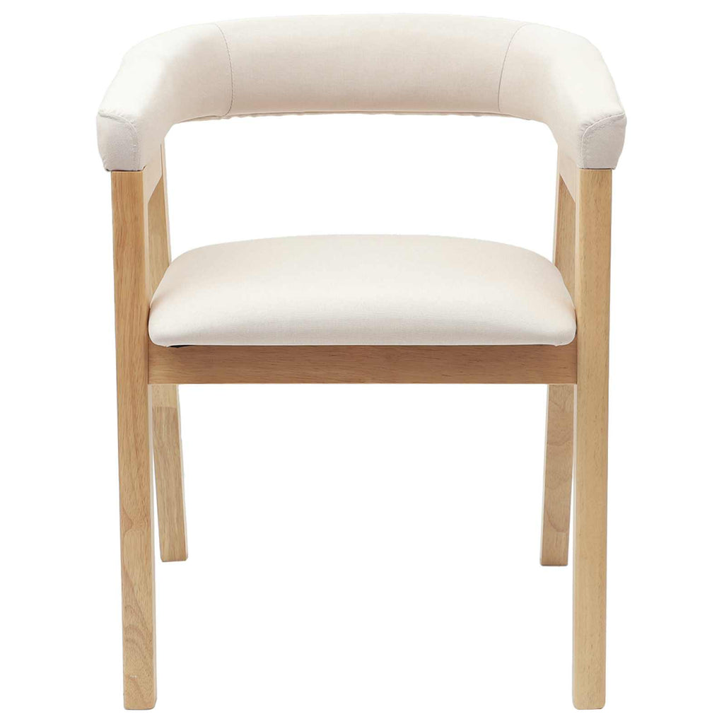 Armlehnstühle 2er Set Gummibaum Massiv Natur und Weiß 54 x 57 x 73 cm