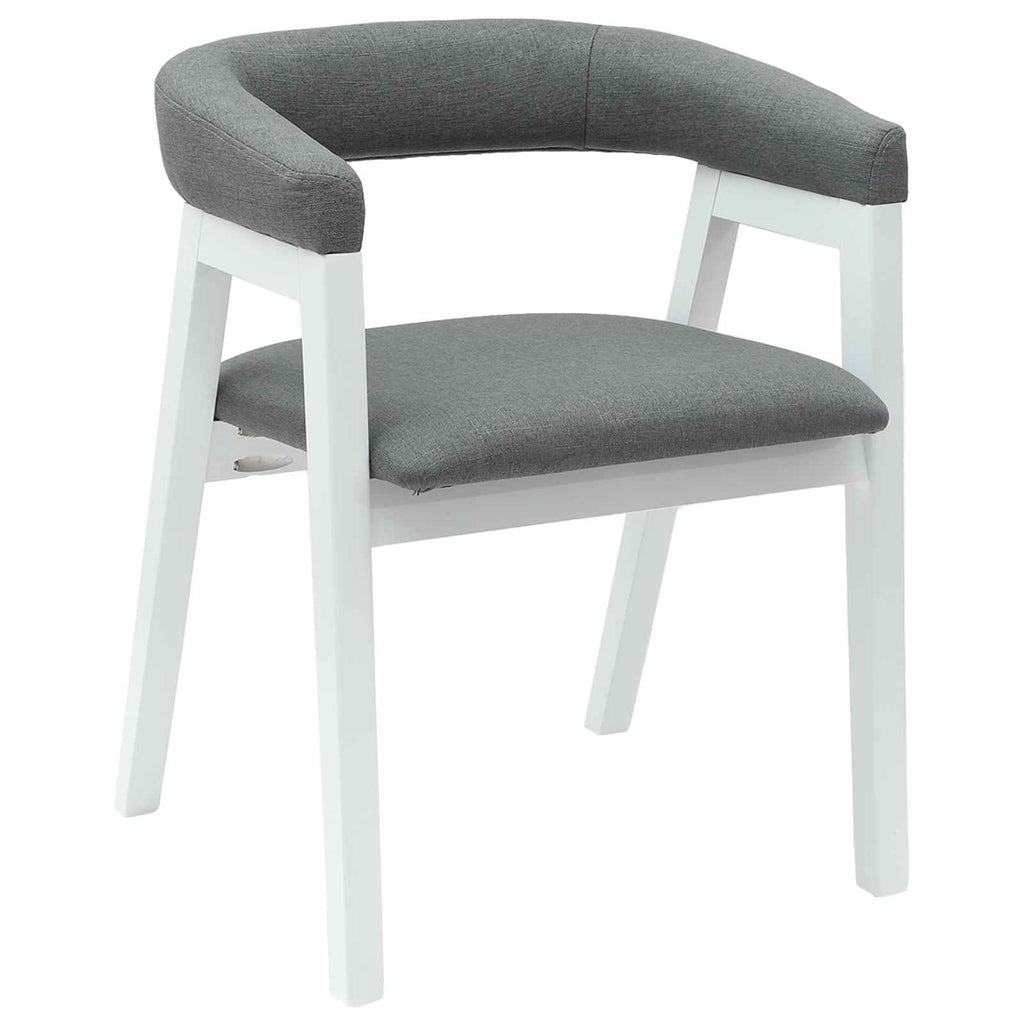 Armlehnstühle 2er Set Gummibaum Massiv Weiß und Grau 54 x 57 x 73 cm