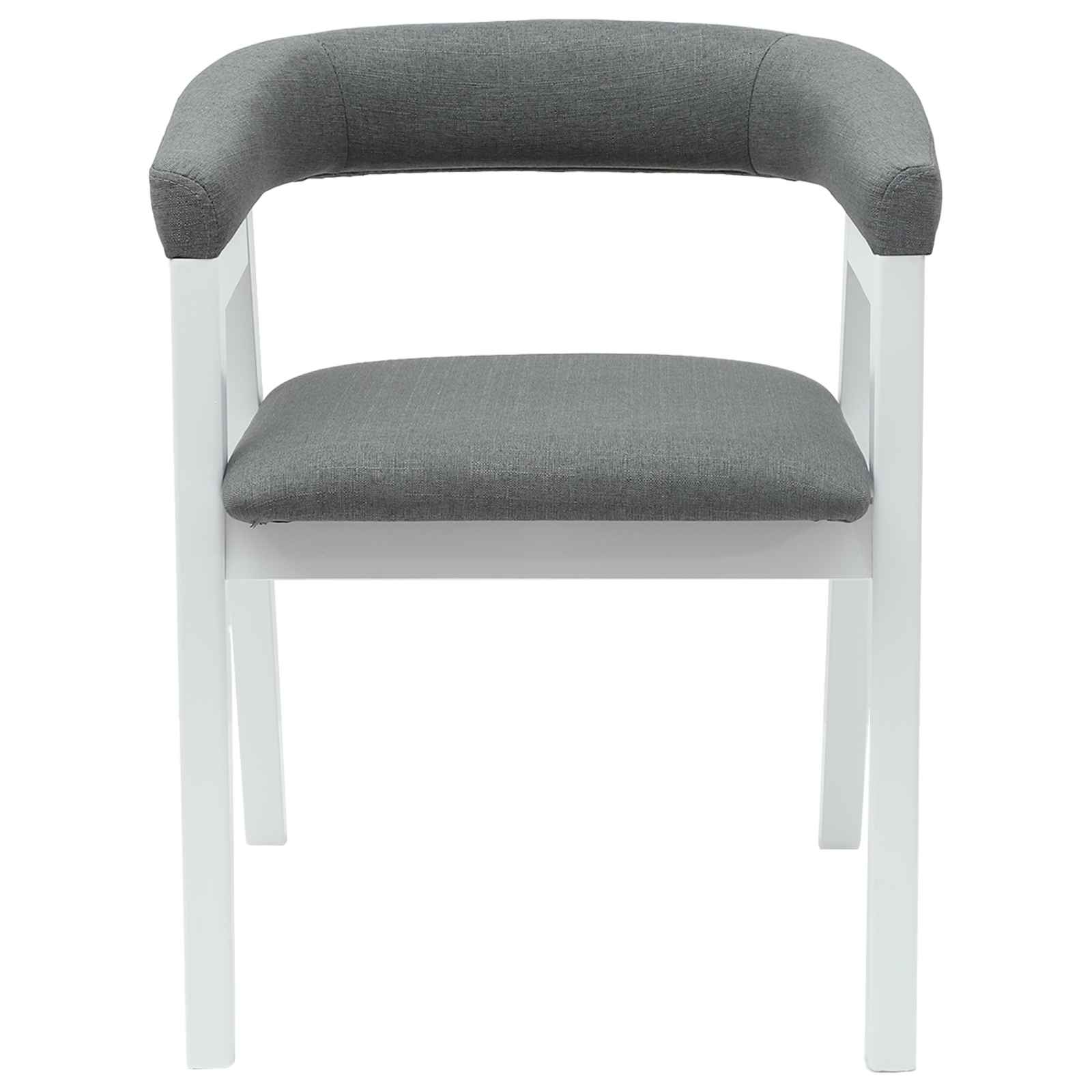 Armlehnstühle 2er Set Gummibaum Massiv Weiß und Grau 54 x 57 x 73 cm