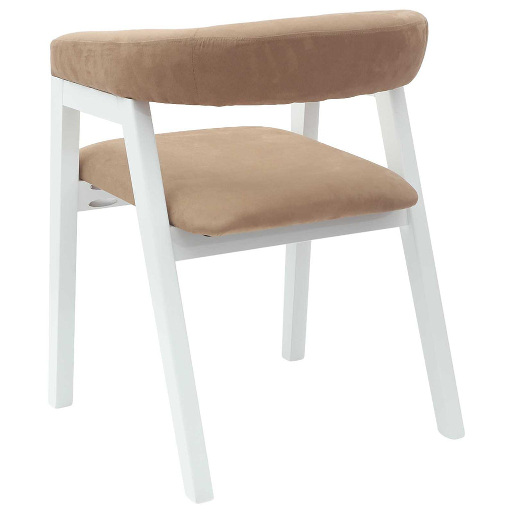 Armlehnstühle 2er Set Gummibaum Massiv Weiß und Braun 54 x 57 x 73 cm