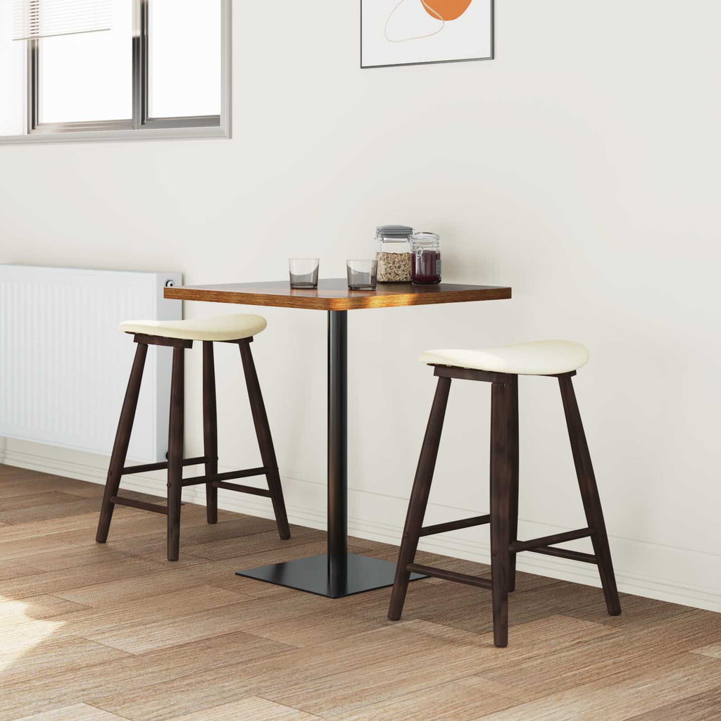 Thekenhocker 2er Set Gummibaum Massiv Dunkelbraun und Weiß 46 x 37 x 63 cm