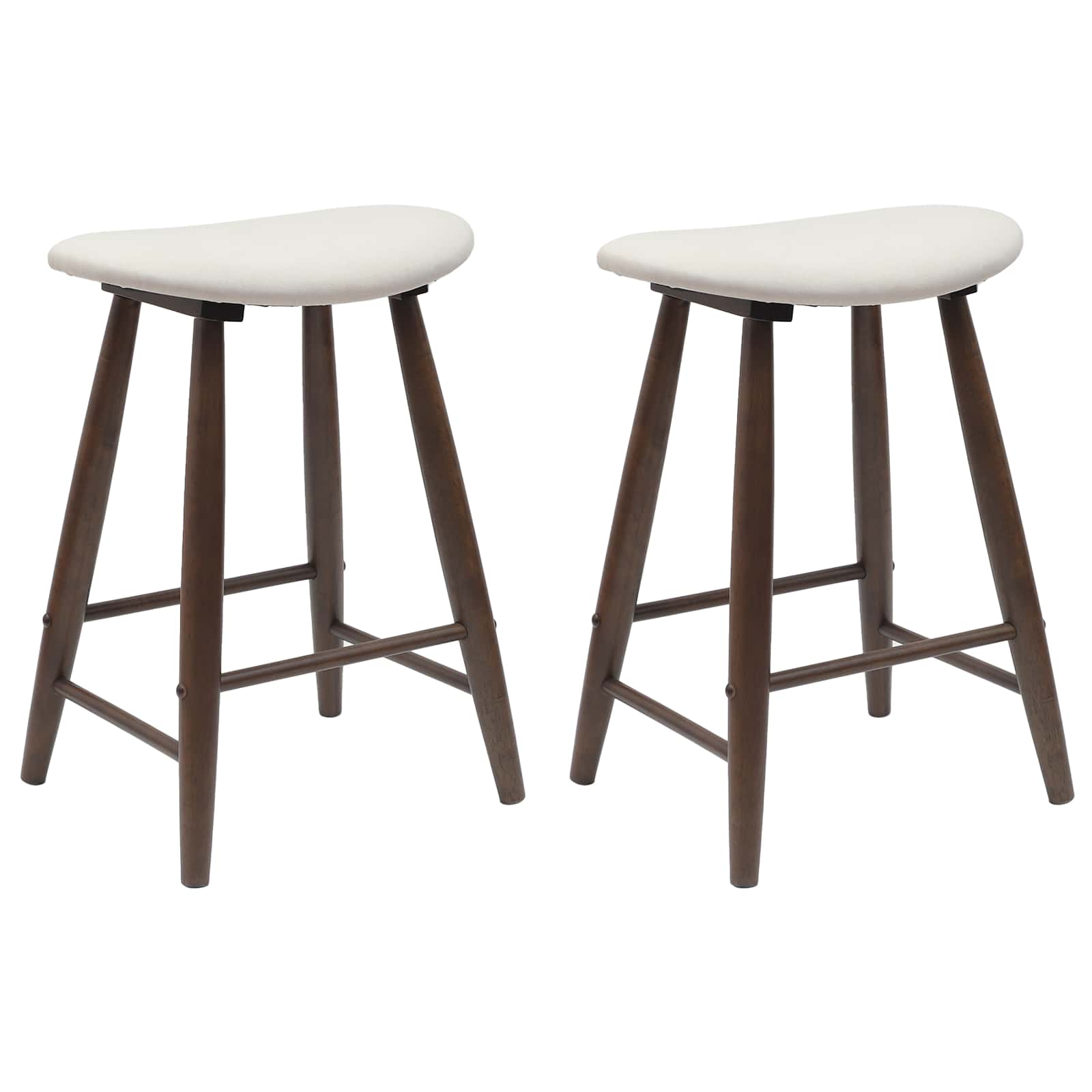 Thekenhocker 2er Set Gummibaum Massiv Dunkelbraun und Weiß 46 x 37 x 63 cm