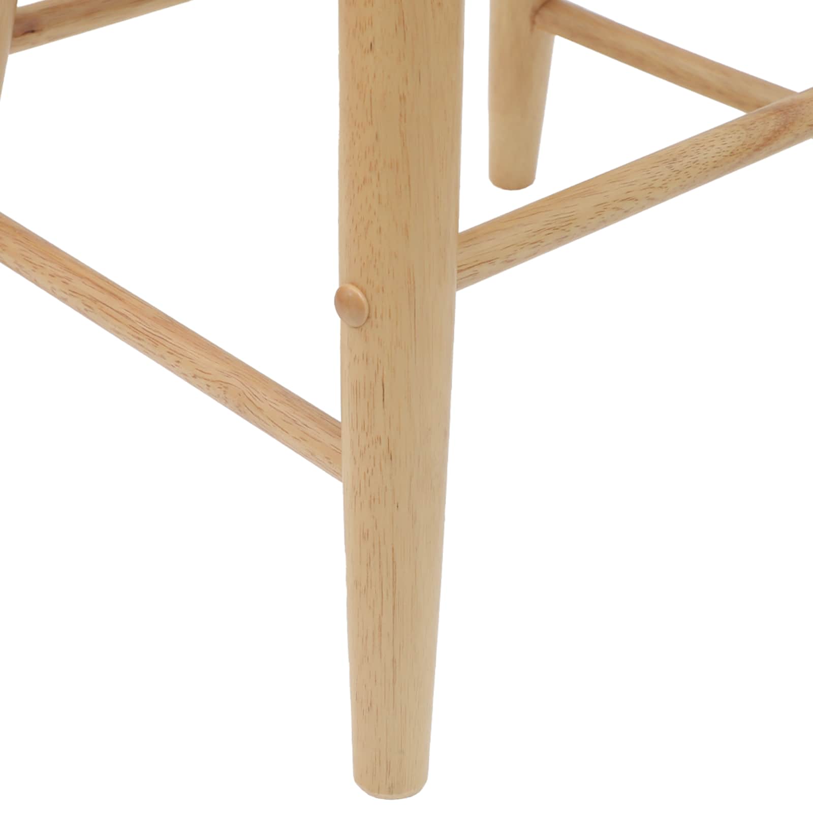 Thekenhocker 2er Set Gummibaum Massiv Natur und Weiß 46 x 37 x 63 cm