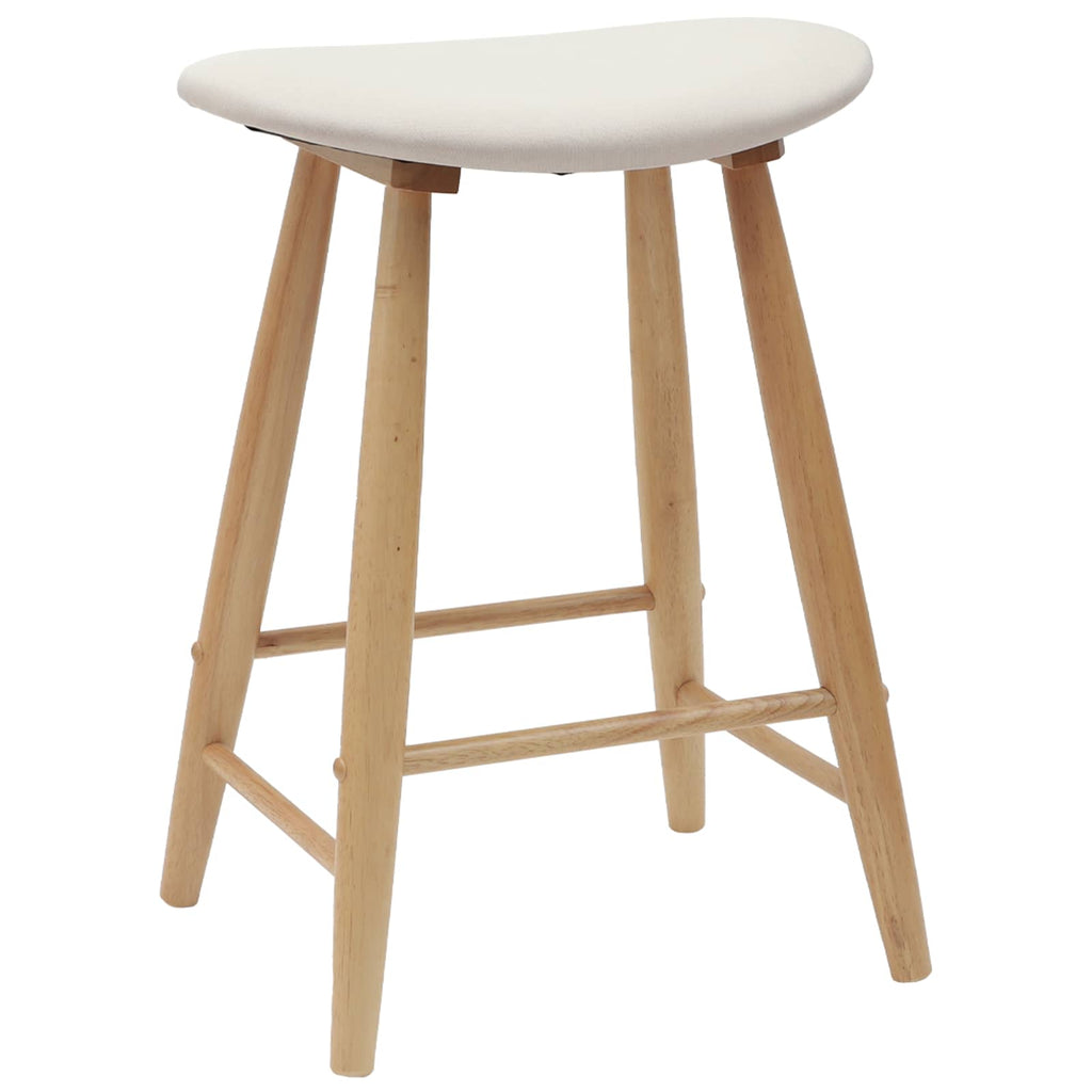 Thekenhocker 2er Set Gummibaum Massiv Natur und Weiß 46 x 37 x 63 cm