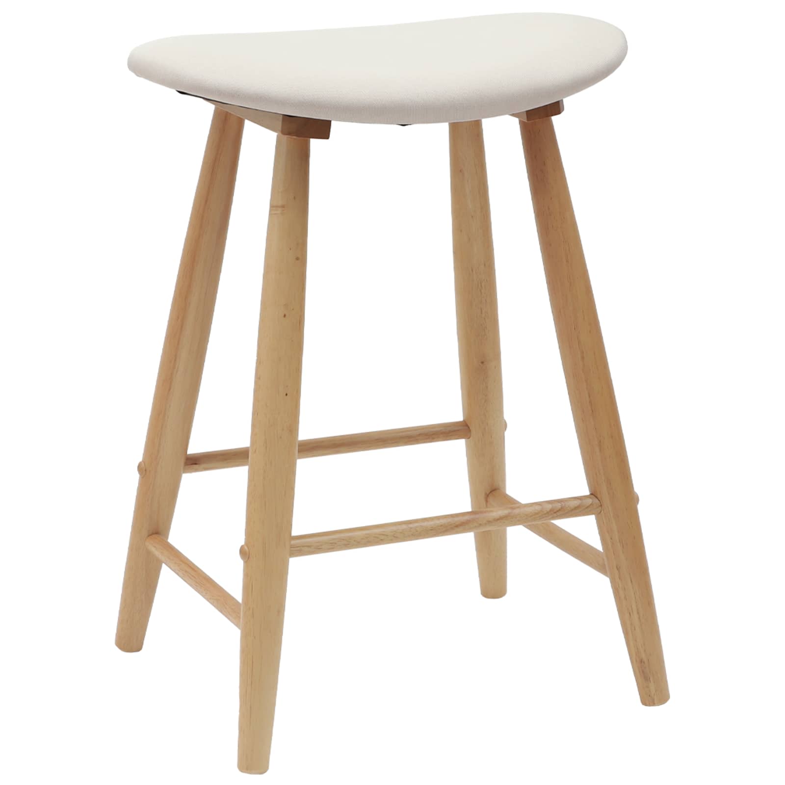 Thekenhocker 2er Set Gummibaum Massiv Natur und Weiß 46 x 37 x 63 cm