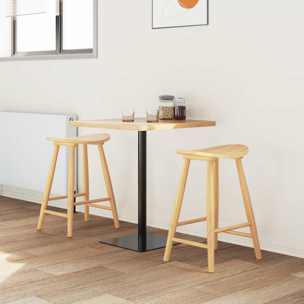 Thekenhocker 2er Set Gummibaum Massiv Natur 46 x 37 x 63 cm