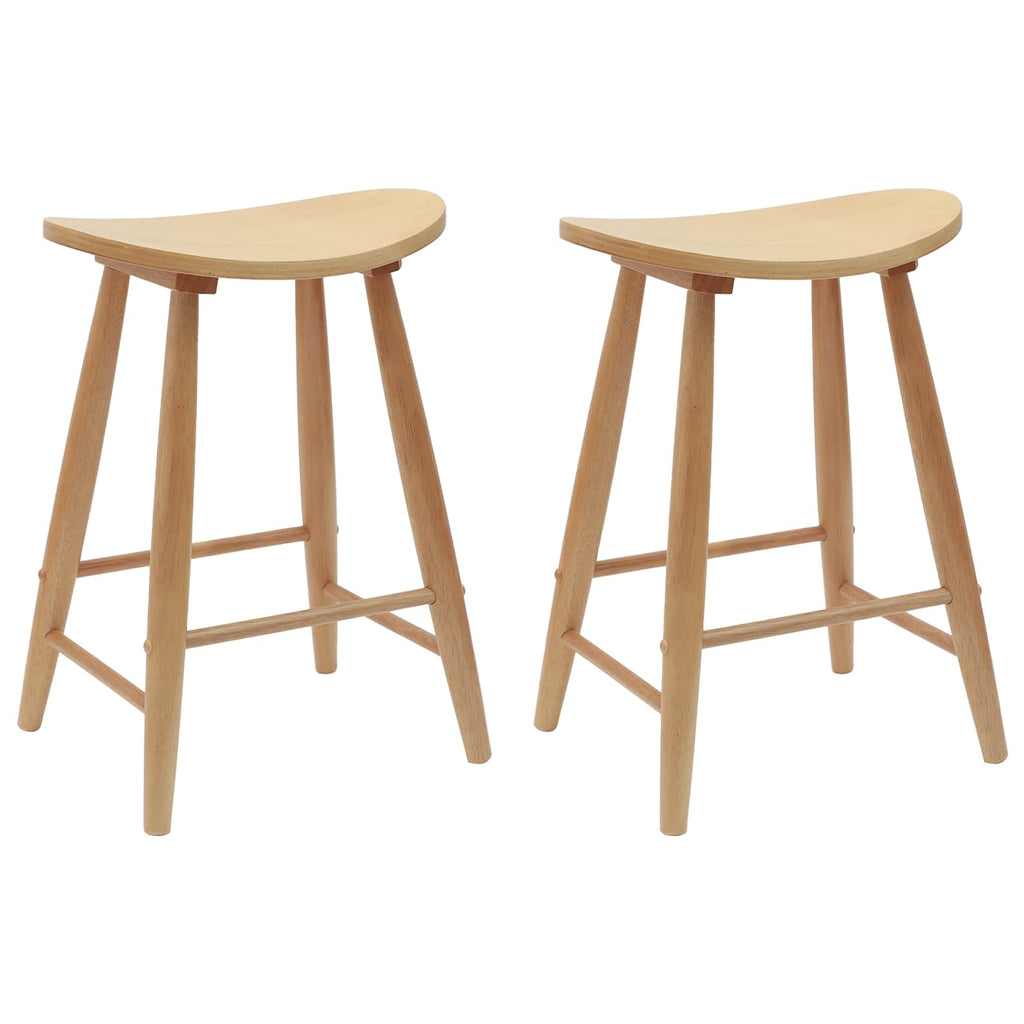 Thekenhocker 2er Set Gummibaum Massiv Natur 46 x 37 x 63 cm