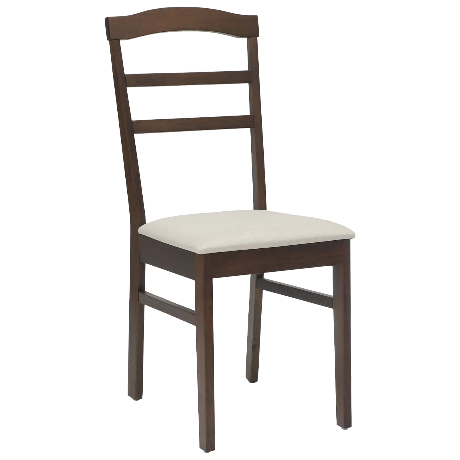 Stühle aus Holz 2er Set Gepolstert Gummibaum Dunkelbraun und Weiß 36 x 45,5 x 93,5 cm