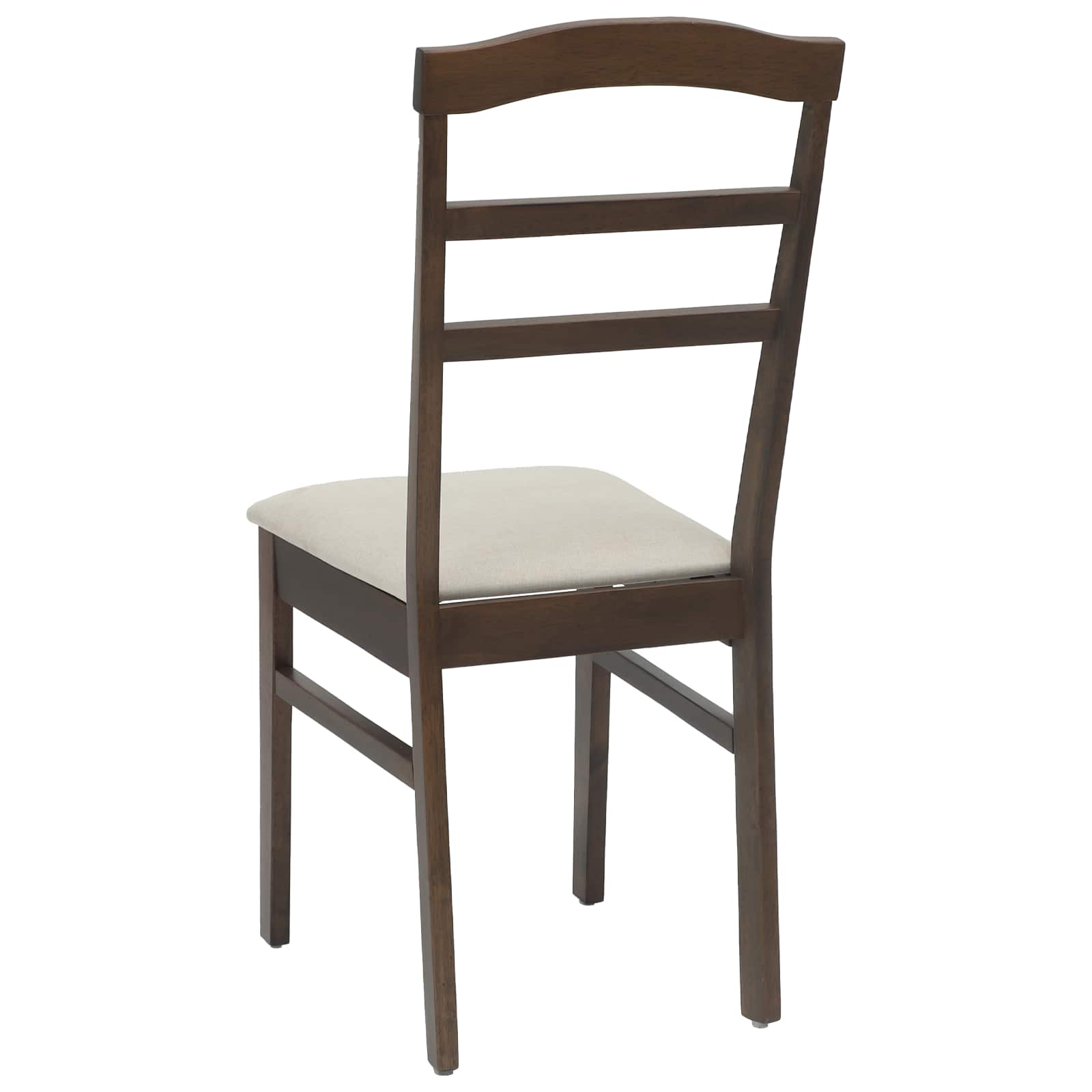 Stühle aus Holz 2er Set Gepolstert Gummibaum Dunkelbraun und Weiß 36 x 45,5 x 93,5 cm