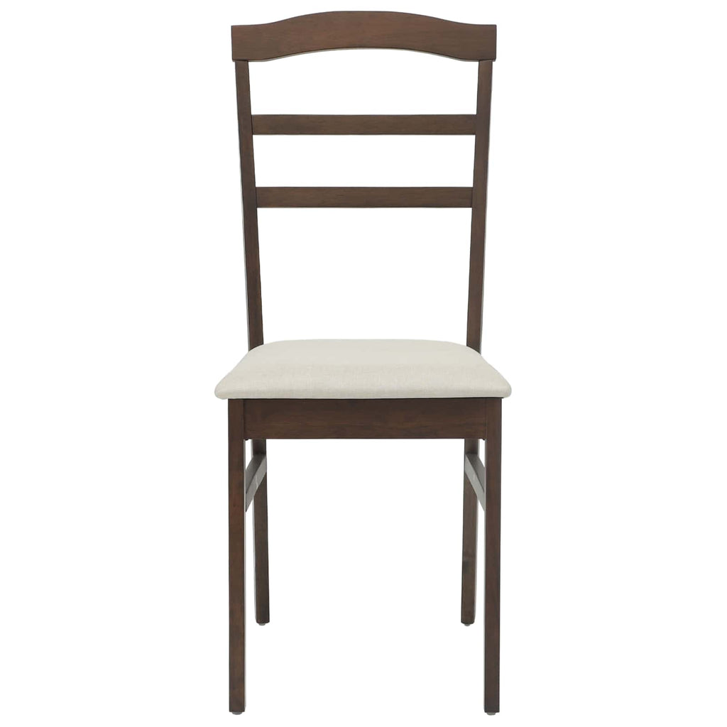 Stühle aus Holz 2er Set Gepolstert Gummibaum Dunkelbraun und Weiß 36 x 45,5 x 93,5 cm