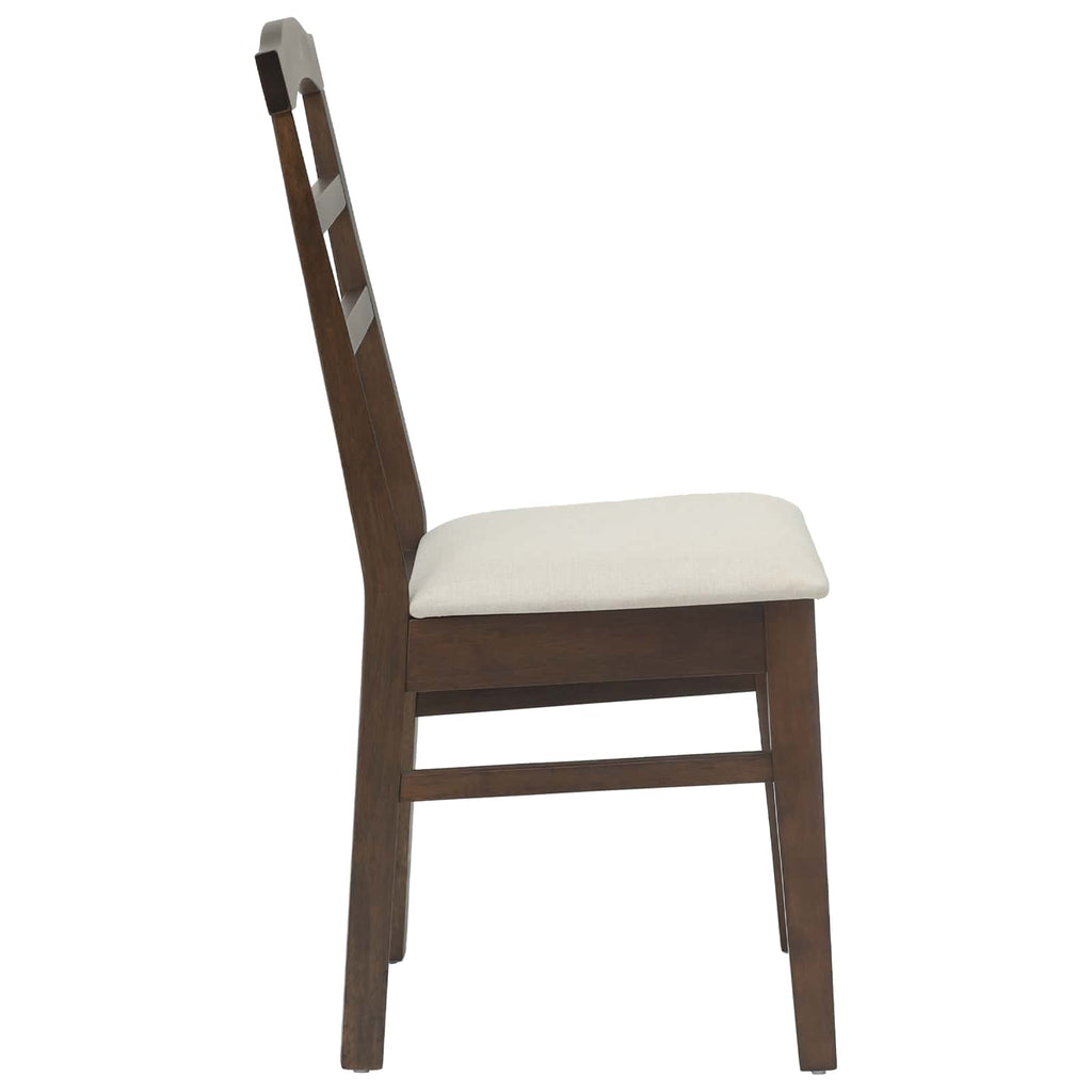 Stühle aus Holz 2er Set Gepolstert Gummibaum Dunkelbraun und Weiß 36 x 45,5 x 93,5 cm