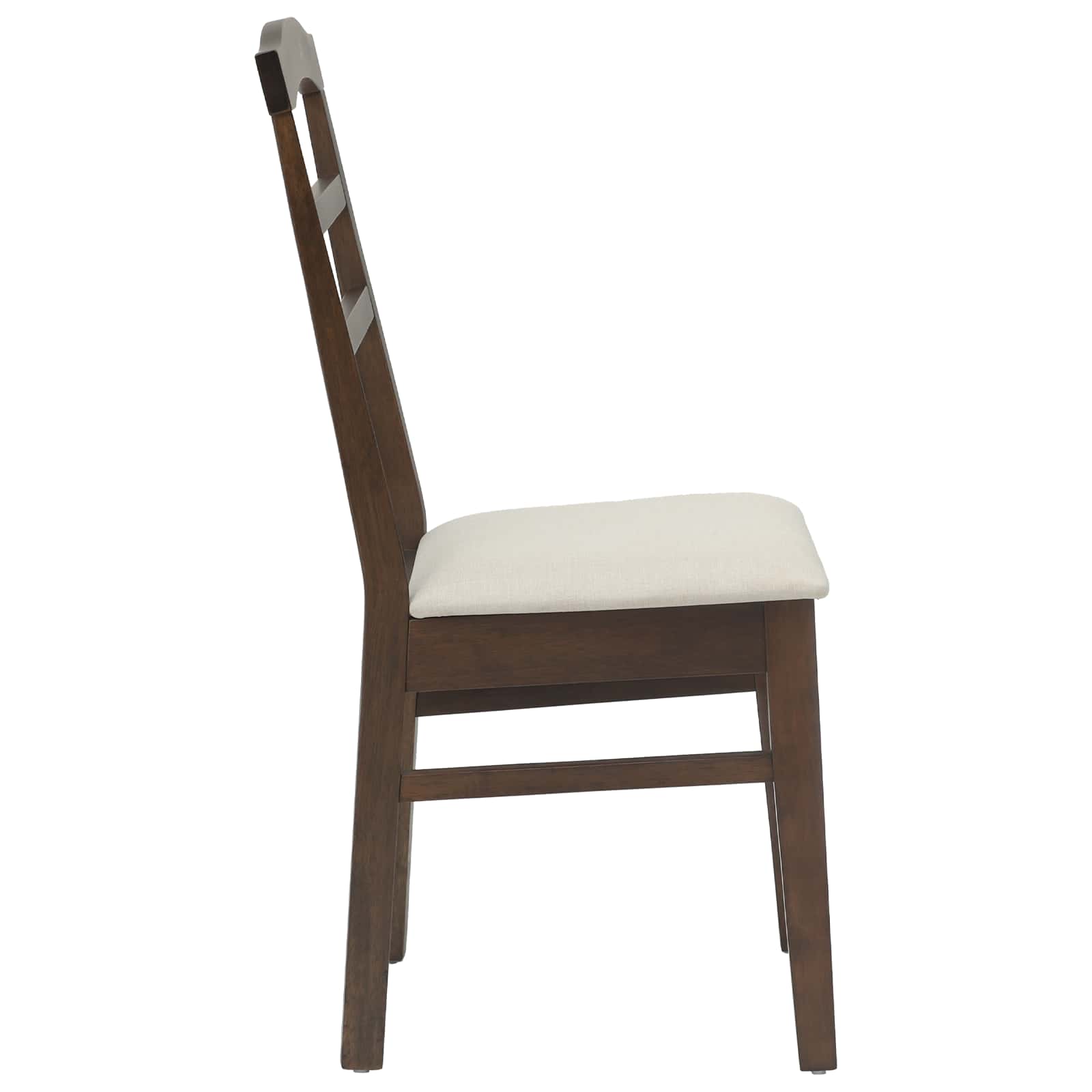 Stühle aus Holz 2er Set Gepolstert Gummibaum Dunkelbraun und Weiß 36 x 45,5 x 93,5 cm