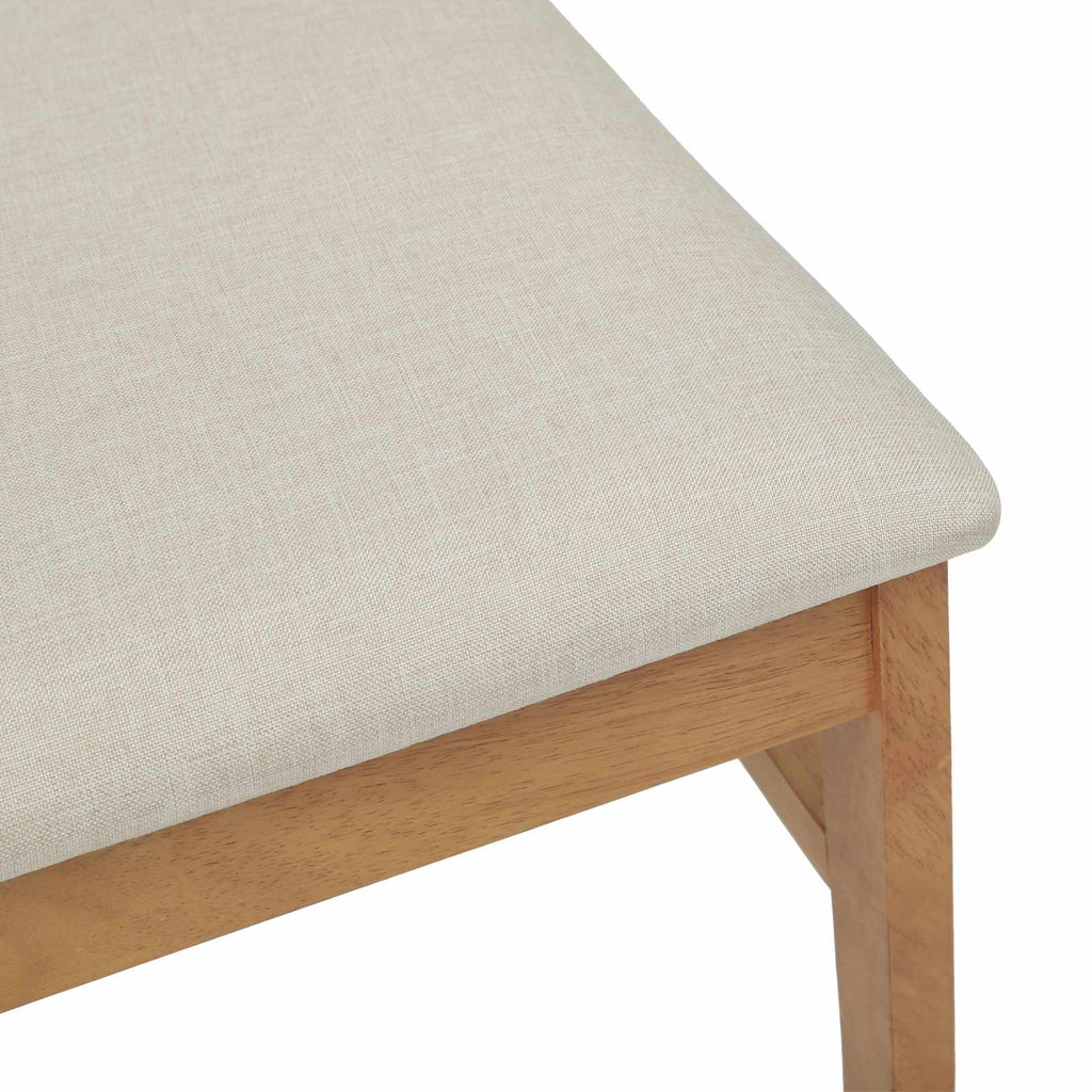Stühle aus Holz 2er Set Gepolstert Gummibaum Natur und Weiß 36 x 45,5 x 93,5 cm