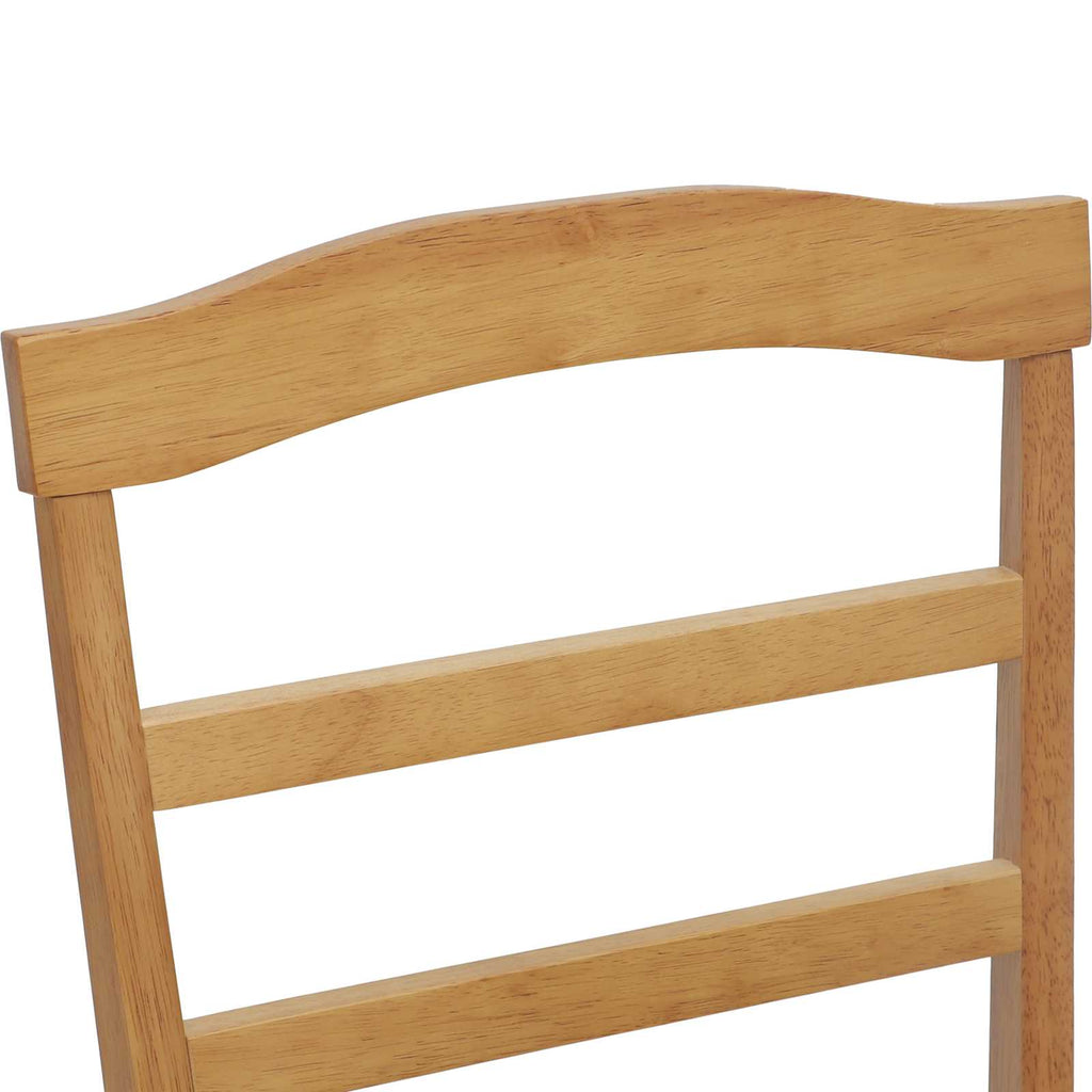 Stühle aus Holz 2er Set Gepolstert Gummibaum Natur und Weiß 36 x 45,5 x 93,5 cm