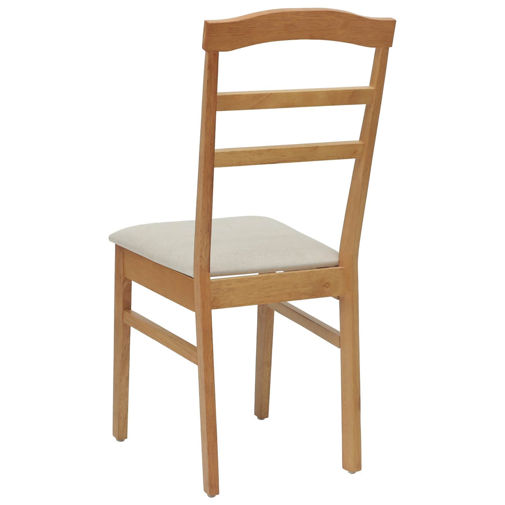 Stühle aus Holz 2er Set Gepolstert Gummibaum Natur und Weiß 36 x 45,5 x 93,5 cm