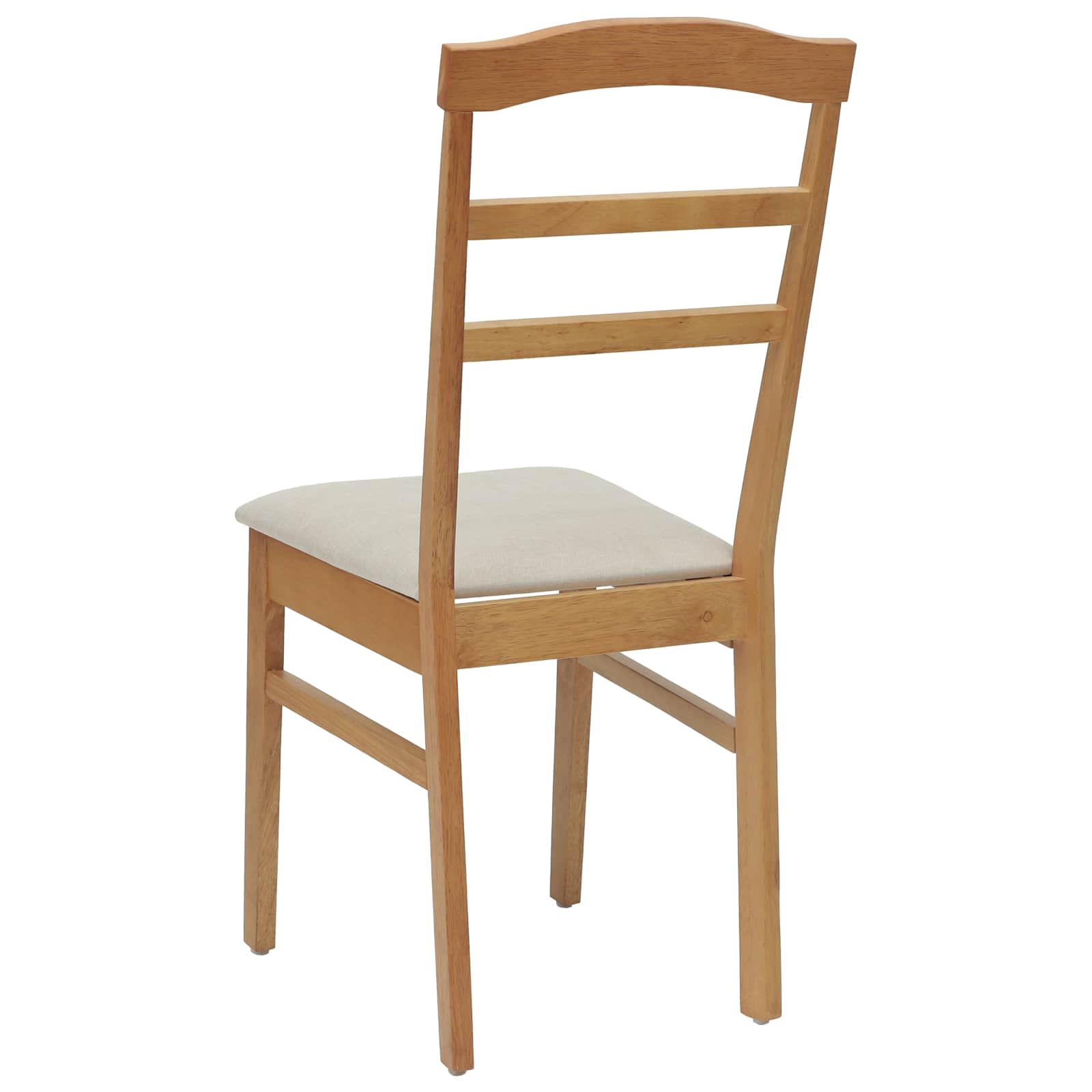 Stühle aus Holz 2er Set Gepolstert Gummibaum Natur und Weiß 36 x 45,5 x 93,5 cm